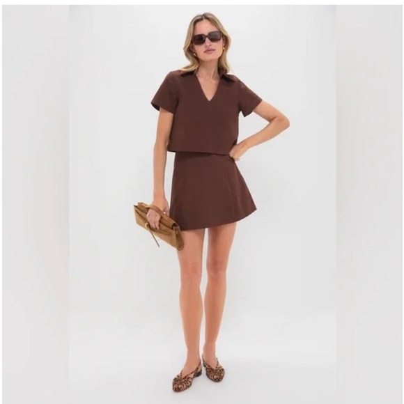 Tuckernuck Hyacinth House by Tuckernuck Chocolate Brown Cropped Glenn Top NWT